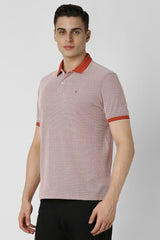 Men's Red Casual Regular Fit Solid Half Sleeves Polo Tshirt