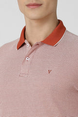 Men's Red Casual Regular Fit Solid Half Sleeves Polo Tshirt