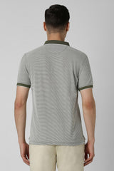 Men's Green Casual Regular Fit Solid Half Sleeves Polo Tshirt