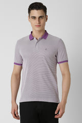 Men's Purple Casual Regular Fit Solid Half Sleeves Polo Tshirt