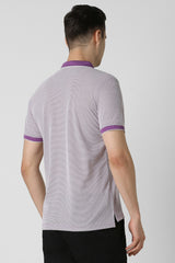 Men's Purple Casual Regular Fit Solid Half Sleeves Polo Tshirt