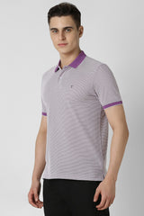 Men's Purple Casual Regular Fit Solid Half Sleeves Polo Tshirt