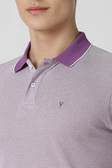 Men's Purple Casual Regular Fit Solid Half Sleeves Polo Tshirt