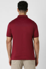 Men's Red Casual Regular Fit Solid Half Sleeves Polo Tshirt
