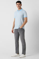 Men's Blue Casual Regular Fit Solid Half Sleeves Polo Tshirt