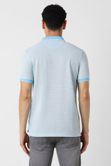 Men's Blue Casual Regular Fit Solid Half Sleeves Polo Tshirt