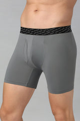 Men's Grey Solid Quite Shade Flexi Stretch Tactel Boxer Brief T Shirt - Pack of 1