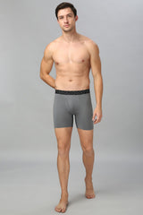 Men's Grey Solid Quite Shade Flexi Stretch Tactel Boxer Brief T Shirt - Pack of 1