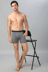 Men's Grey Solid Quite Shade Flexi Stretch Tactel Boxer Brief T Shirt - Pack of 1