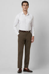 Men's Brown Formal Solid Straight Fit Trouser