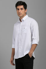Men's White Casual Full Sleeves Shirt
