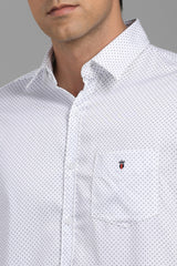 Men's White Casual Full Sleeves Shirt