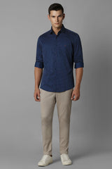 Men's Navy Blue Casual Full Sleeves Shirt