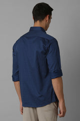 Men's Navy Blue Casual Full Sleeves Shirt