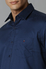 Men's Navy Blue Casual Full Sleeves Shirt
