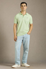Men's Green Casual Solid Slim Fit Half Sleeves Polo Tshirt