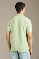 Men's Green Casual Solid Slim Fit Half Sleeves Polo Tshirt