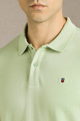 Men's Green Casual Solid Slim Fit Half Sleeves Polo Tshirt