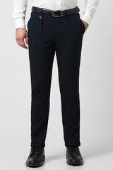 Men's Navy Formal Solid Straight Fit Trouser