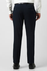 Men's Navy Formal Solid Straight Fit Trouser