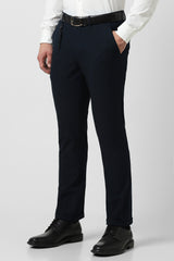 Men's Navy Formal Solid Straight Fit Trouser