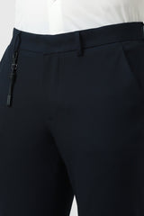 Men's Navy Formal Solid Straight Fit Trouser