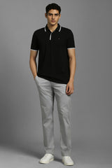 Men's Grey Casual Solid Slim Fit Trouser