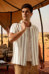 Men's Cream Casual Half Sleeves Shirt