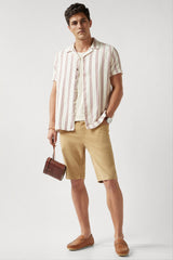 Men's Cream Casual Half Sleeves Shirt