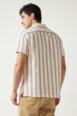 Men's Cream Casual Half Sleeves Shirt