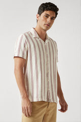 Men's Cream Casual Half Sleeves Shirt