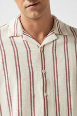 Men's Cream Casual Half Sleeves Shirt