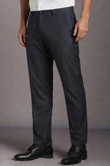 Men's Navy Formal Solid Slim Fit Trouser