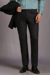 Men's Black Formal Solid Slim Fit Trouser
