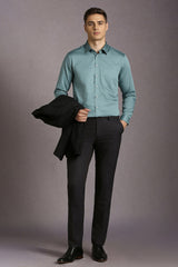 Men's Black Formal Solid Slim Fit Trouser