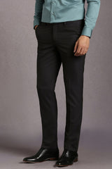 Men's Black Formal Solid Slim Fit Trouser