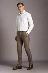 Men's Brown Formal Solid Slim Fit Trouser