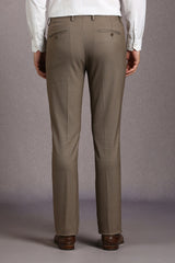 Men's Brown Formal Solid Slim Fit Trouser