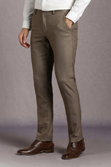 Men's Brown Formal Solid Slim Fit Trouser