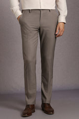 Men's Brown Formal Solid Slim Fit Trouser