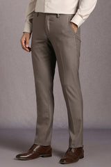 Men's Brown Formal Solid Slim Fit Trouser