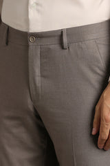 Men's Brown Formal Solid Slim Fit Trouser