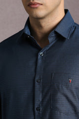 Men's Blue Casual Solid Slim Fit Full Sleeves Shirt