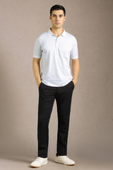 Men's White Casual Printed Regular Fit Half Sleeves Polo Tshirt