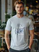 Men's Grey Half Sleeves Graphic Printed Cotton Tshirt