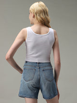 Women's Purple Casual Fitted Striped Top