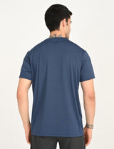 Mens Blue Casual Regular Fit Solid Half Sleeves Tshirt