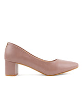 Women's Peach Casual Slip-On Heels