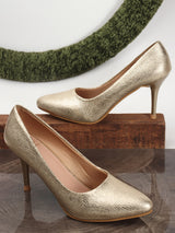 Women's Textured Pointed Toe Stiletto Pump Heel Block