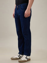 Men's Dark Blue Stretch Straight Fit Jeans